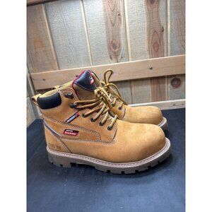 Dickies Mens 7.5 Steel Toe Waterproof Work Boots Genuine Leather Tan Wheat